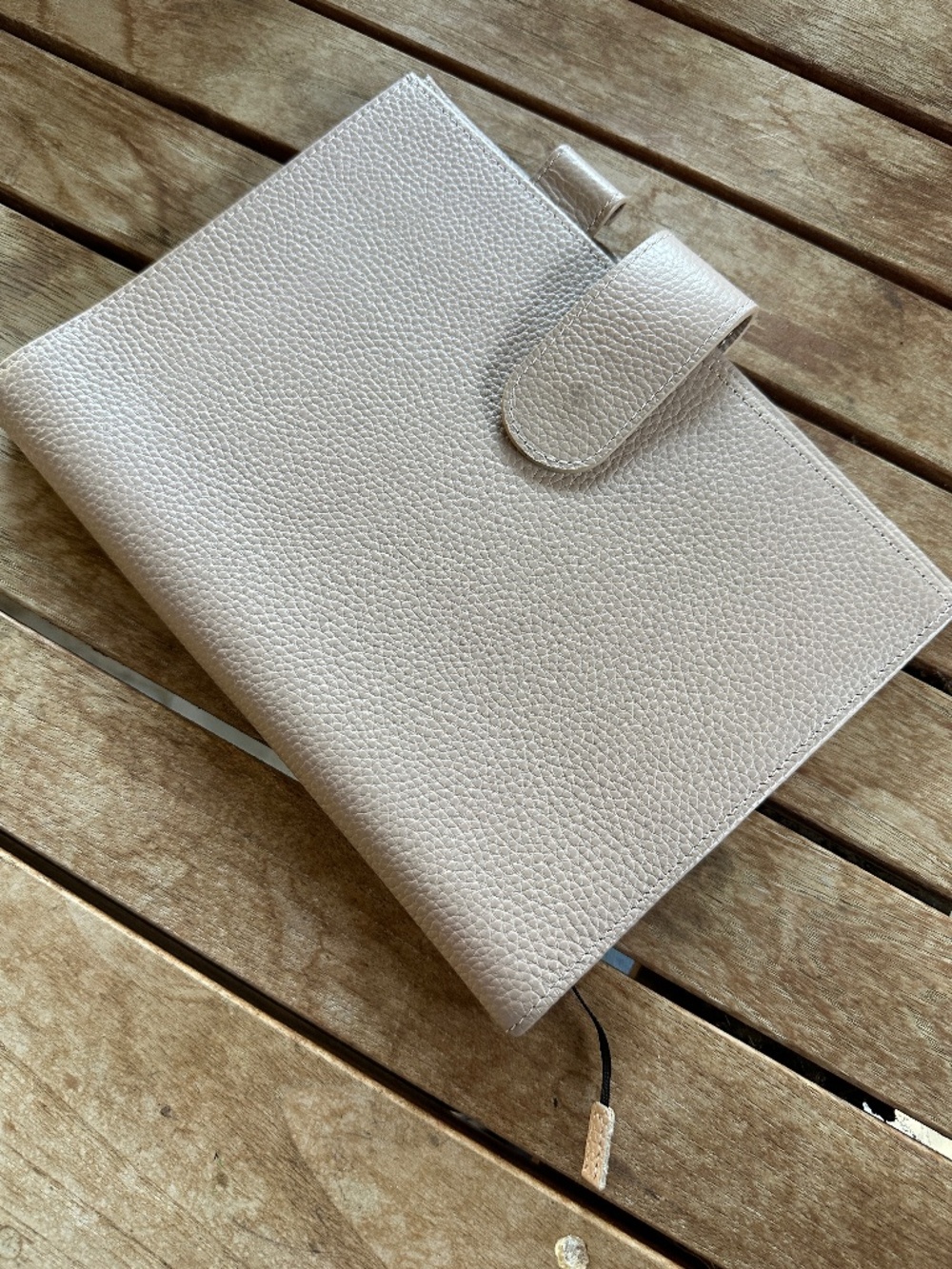 MOTERM A5 Journal Cover- Beige/Taupe Pebbled Leather